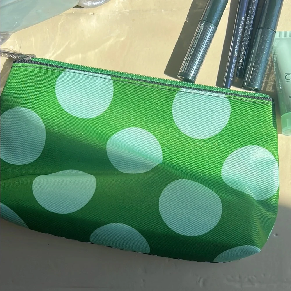 Clinique Black and White Striped Makeup Bag with Skincare Set